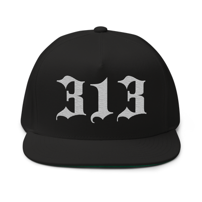 Detroit '313' Snapback (Old English Font) | 5-Panel - Platinum