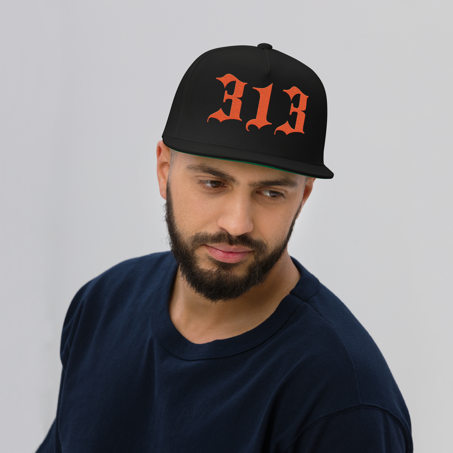 Detroit '313' Snapback (Old English Font) | 5-Panel - Orange