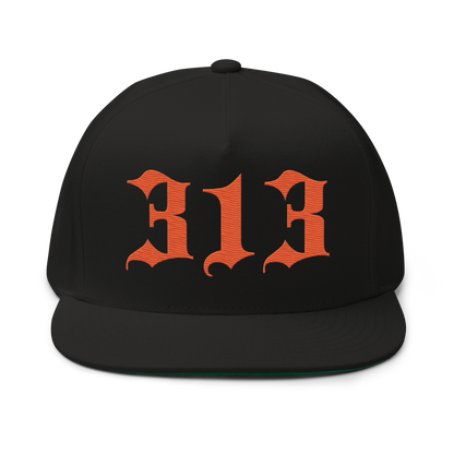 Detroit '313' Snapback (Old English Font) | 5-Panel - Orange