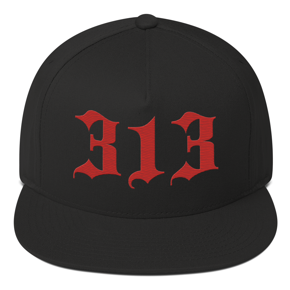 Detroit '313' Snapback (Old English Font) | 5-Panel - Aliform Red