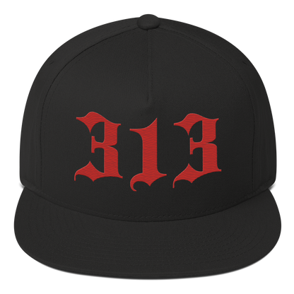 Detroit '313' Snapback (Old English Font) | 5-Panel - Aliform Red