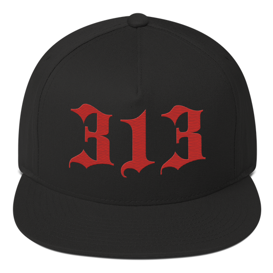 Detroit '313' Snapback (Old English Font) | 5-Panel - Aliform Red