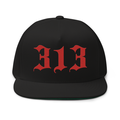 Detroit '313' Snapback (Old English Font) | 5-Panel - Aliform Red