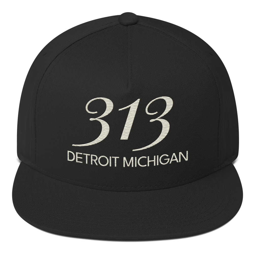 '313 Detroit Michigan' Snapback | 5-Panel - Ivory White