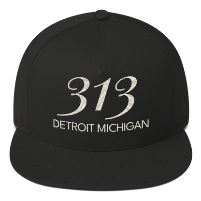 '313 Detroit Michigan' Snapback | 5-Panel - Ivory White