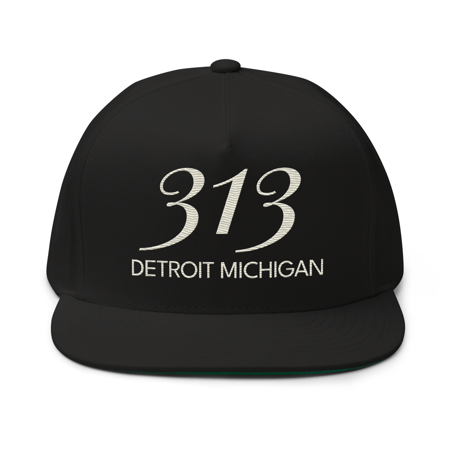 '313 Detroit Michigan' Snapback | 5-Panel - Ivory White