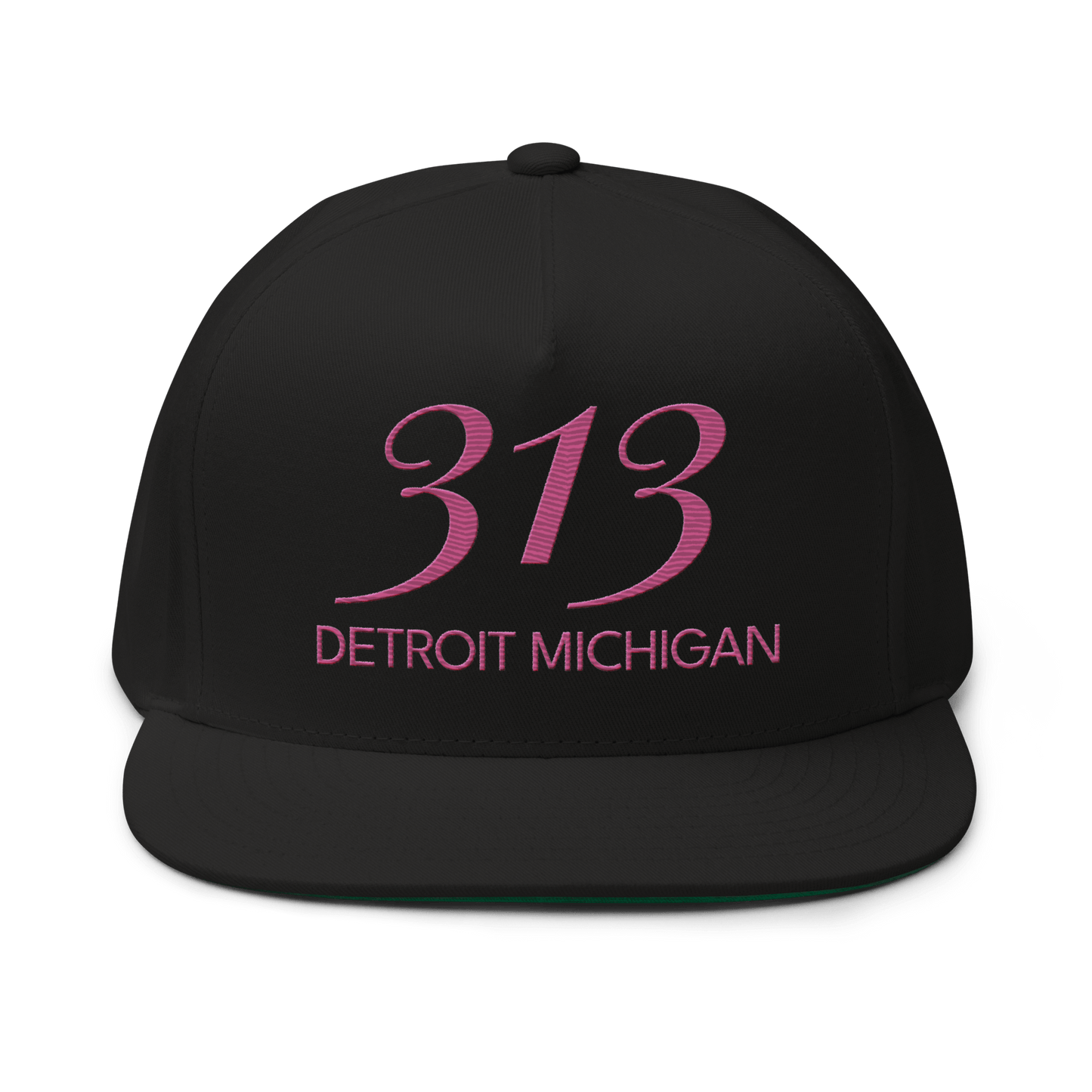 '313 Detroit Michigan' Snapback | 5-Panel - Apple Blossom Pink