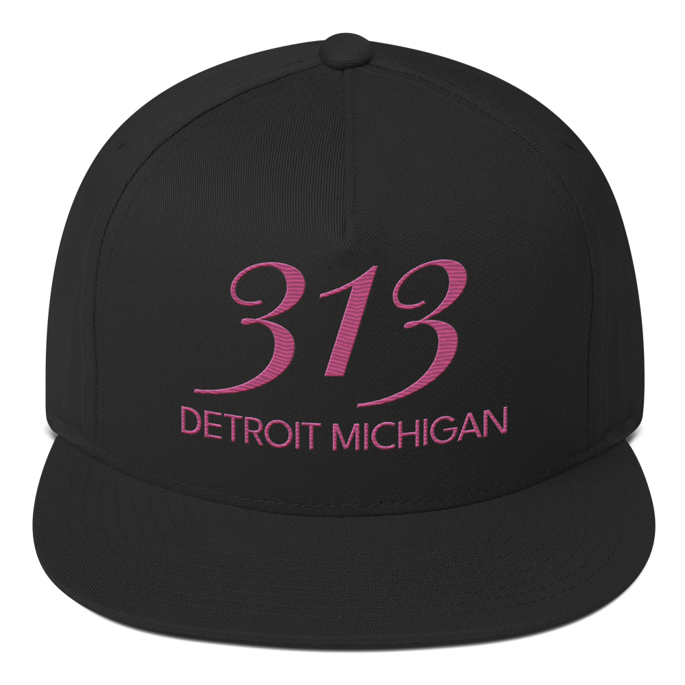 '313 Detroit Michigan' Snapback | 5-Panel - Apple Blossom Pink