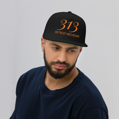 '313 Detroit Michigan' Snapback | 5-Panel - Orange