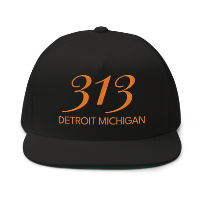 '313 Detroit Michigan' Snapback | 5-Panel - Orange