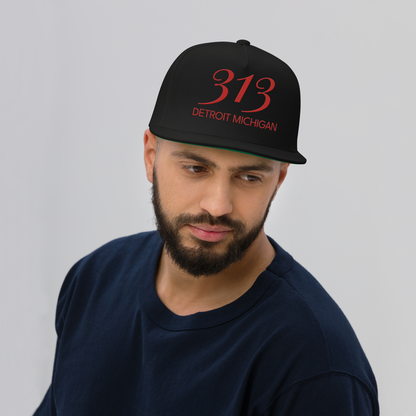 '313 Detroit Michigan' Snapback | 5-Panel - Aliform Red