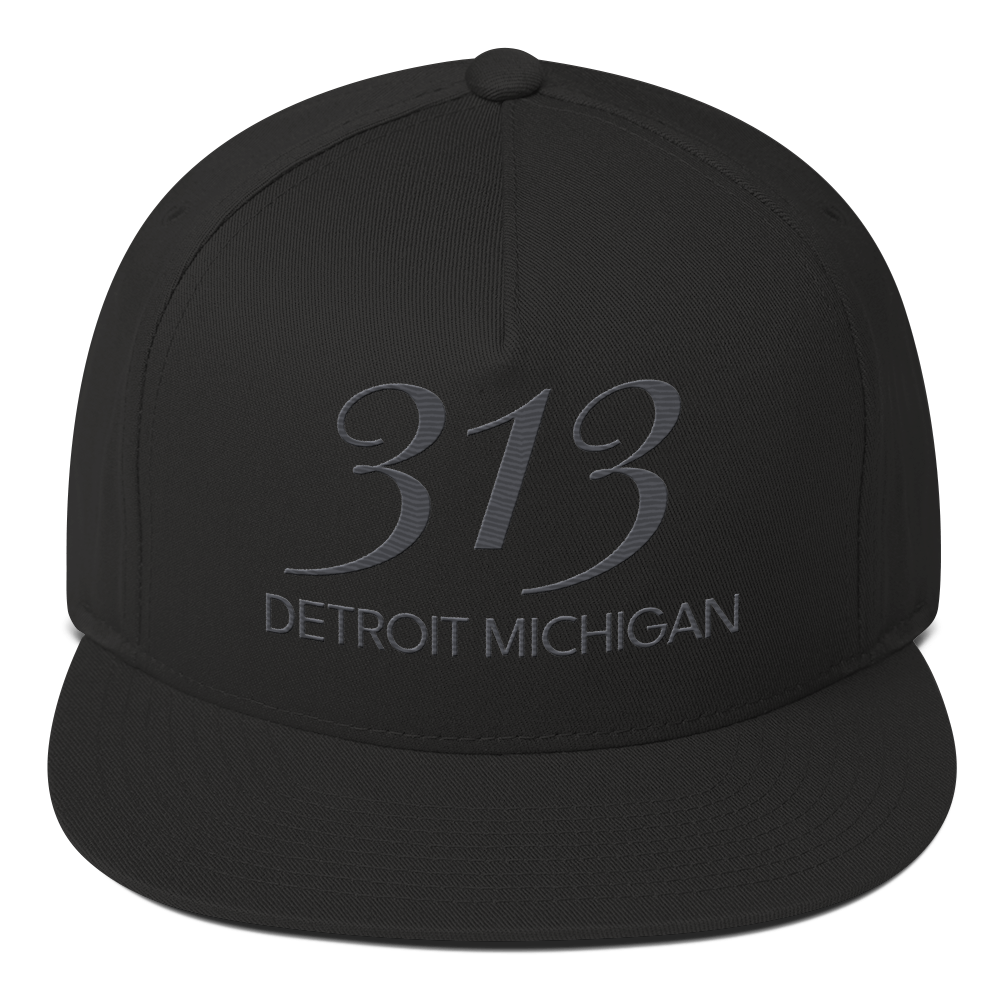 '313 Detroit Michigan' Snapback | 5-Panel - Iron Ore Grey