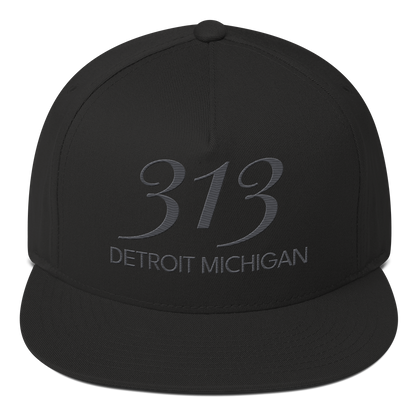 '313 Detroit Michigan' Snapback | 5-Panel - Iron Ore Grey