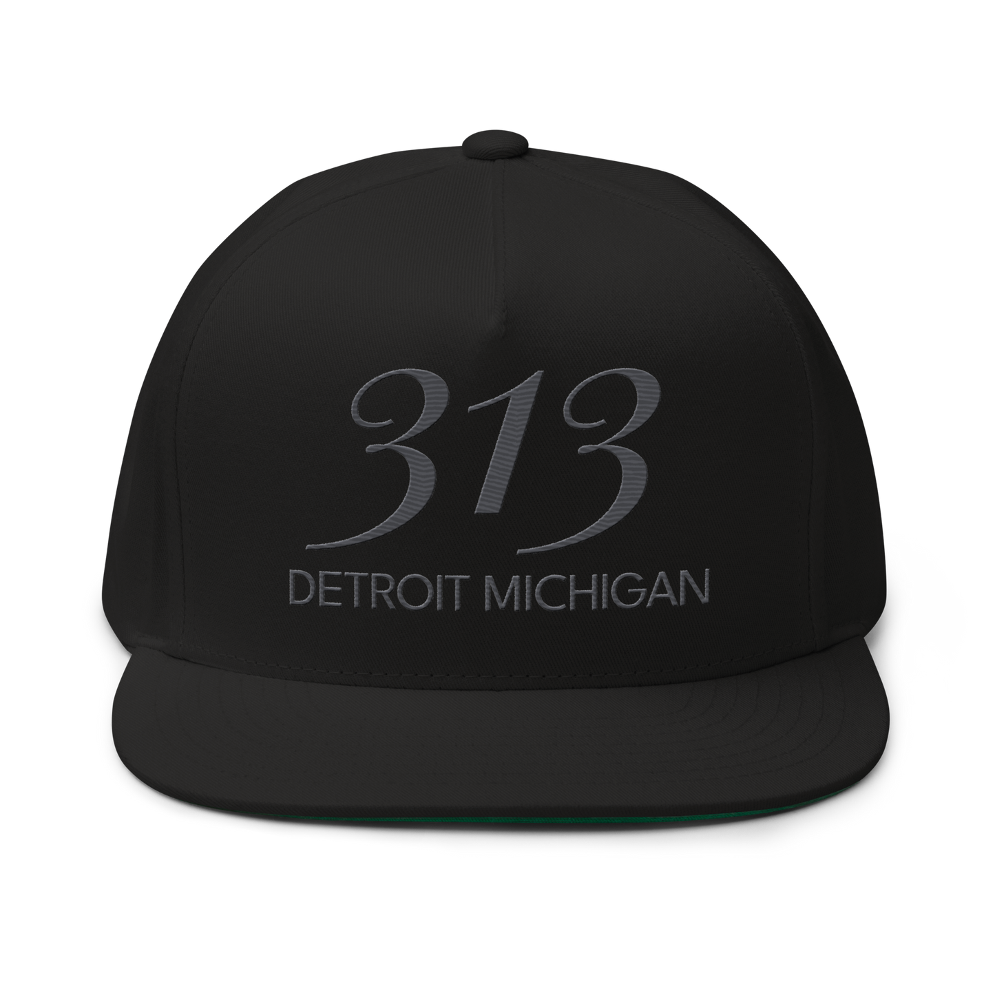 '313 Detroit Michigan' Snapback | 5-Panel - Iron Ore Grey