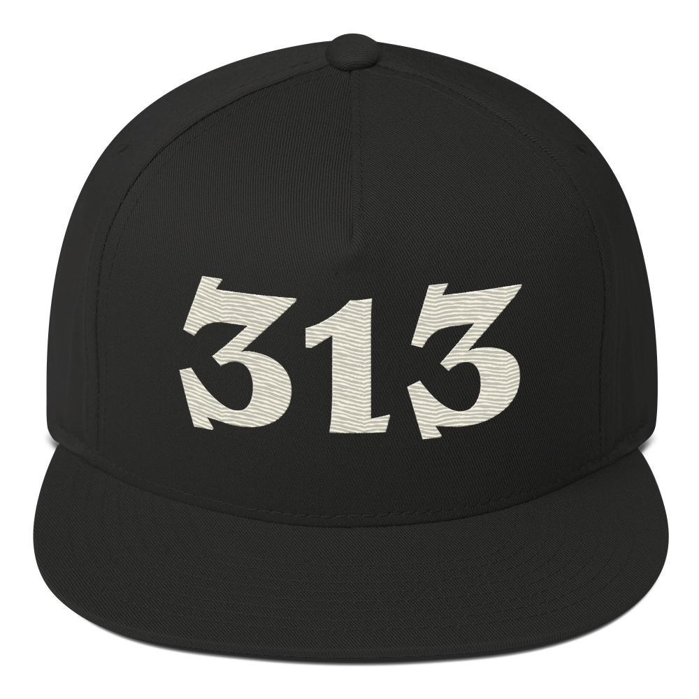 Detroit '313' Snapback | 5-Panel - Ivory White