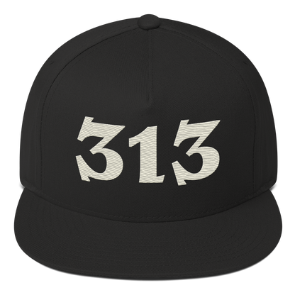 Detroit '313' Snapback | 5-Panel - Ivory White