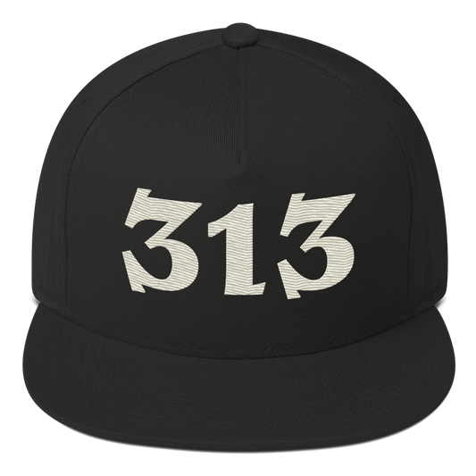 Detroit '313' Snapback | 5-Panel - Ivory White