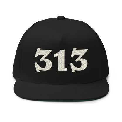 Detroit '313' Snapback | 5-Panel - Ivory White