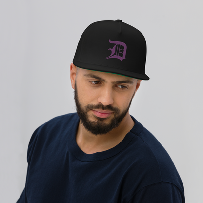 Detroit 'Old English D' Flat Bill Snapback (Plum)