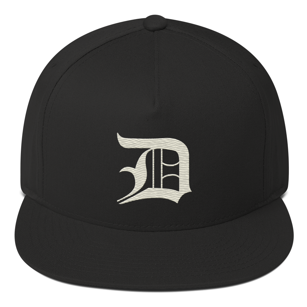 Detroit 'Old English D' Flat Bill Snapback (Ivory White)