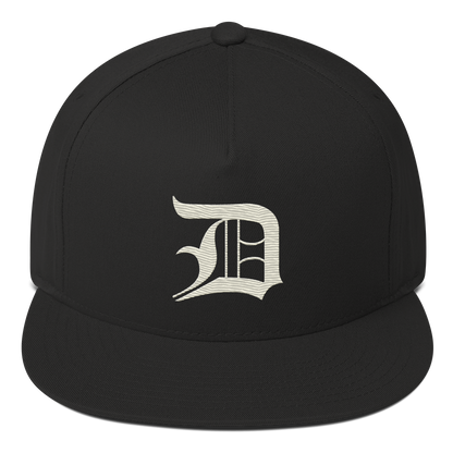 Detroit 'Old English D' Flat Bill Snapback (Ivory White)