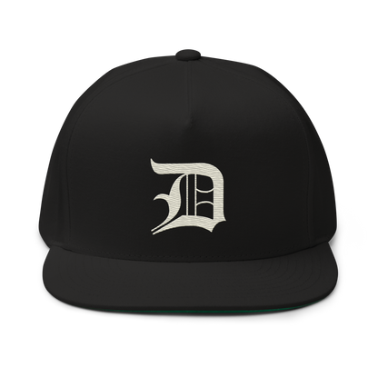 Detroit 'Old English D' Flat Bill Snapback (Ivory White)