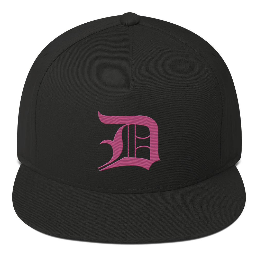 Detroit 'Old English D' Flat Bill Snapback (Apple Blossom Pink)