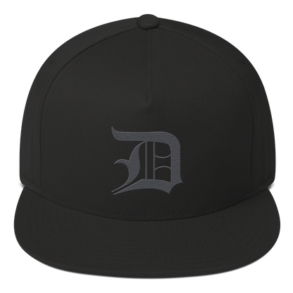 Detroit 'Old English D' Flat Bill Snapback (Iron Ore Grey)