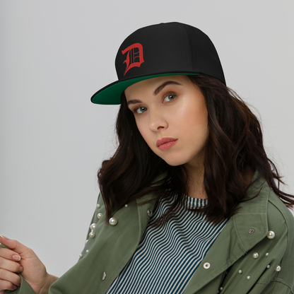 Detroit 'Old English D' Flat Bill Snapback (Aliform Red)