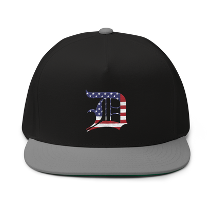 Detroit 'Old English D' Flat Bill Snapback (Patriotic Edition)