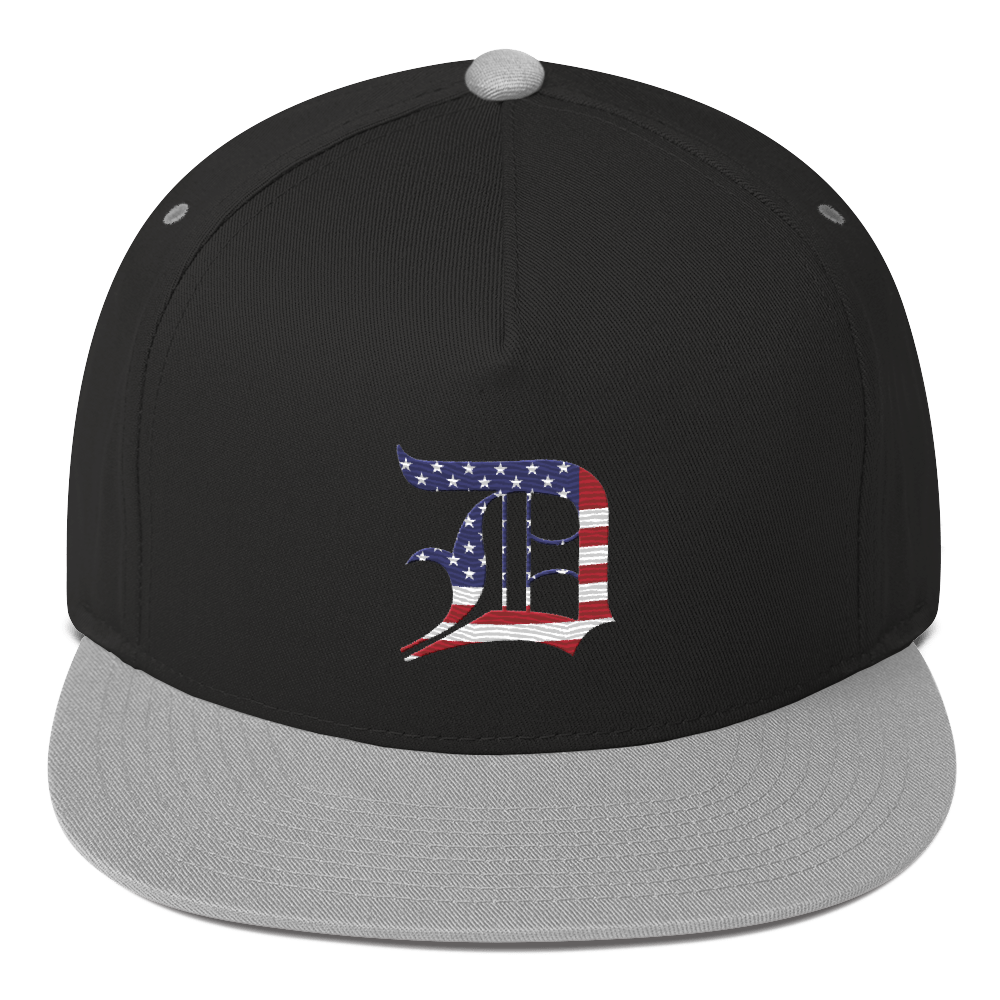 Detroit 'Old English D' Flat Bill Snapback (Patriotic Edition)