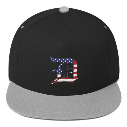 Detroit 'Old English D' Flat Bill Snapback (Patriotic Edition)