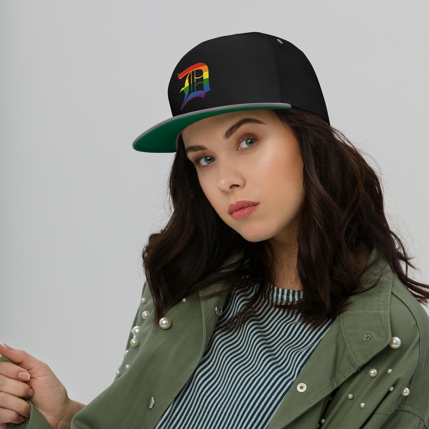 Detroit 'Old English D' Flat Bill Snapback (Rainbow Pride Edition)