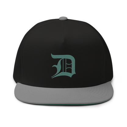 Detroit 'Old English D' Flat Bill Snapback (Copper Green)