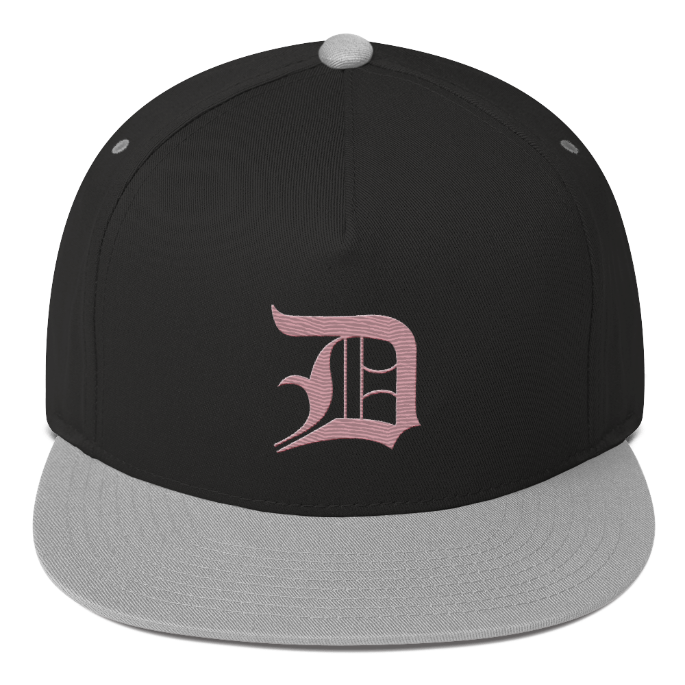 Detroit 'Old English D' Flat Bill Snapback (Cherry Blossom Pink)