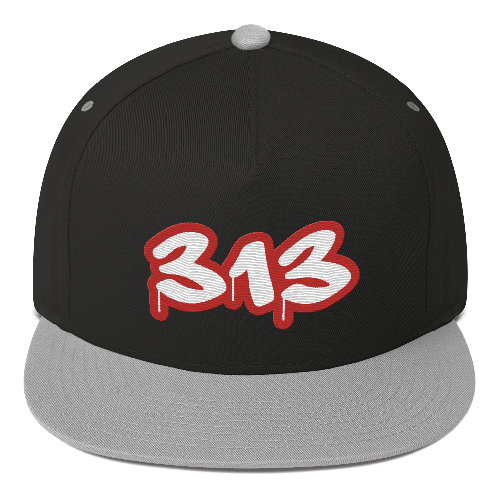 Detroit '313' Flat BIll Snapback (Aliform Red Tag Font)