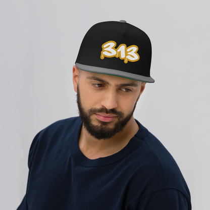 Detroit '313' Flat BIll Snapback (Gold Tag Font)