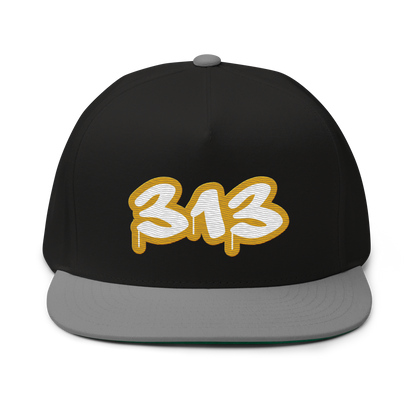 Detroit '313' Flat BIll Snapback (Gold Tag Font)