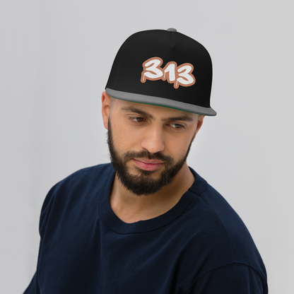 Detroit '313' Flat BIll Snapback (Copper Tag Font)