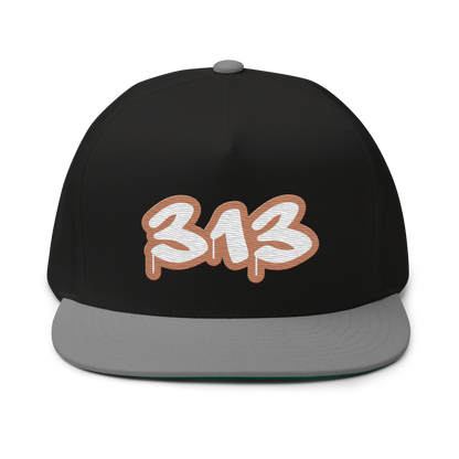 Detroit '313' Flat BIll Snapback (Copper Tag Font)