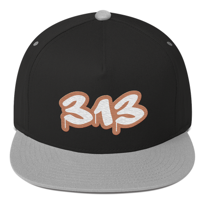 Detroit '313' Flat BIll Snapback (Copper Tag Font)