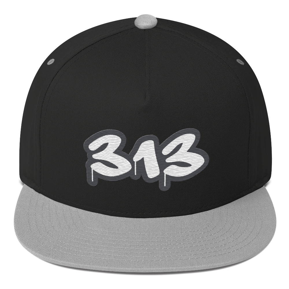 Detroit '313' Flat BIll Snapback (Iron Ore Grey Tag Font)