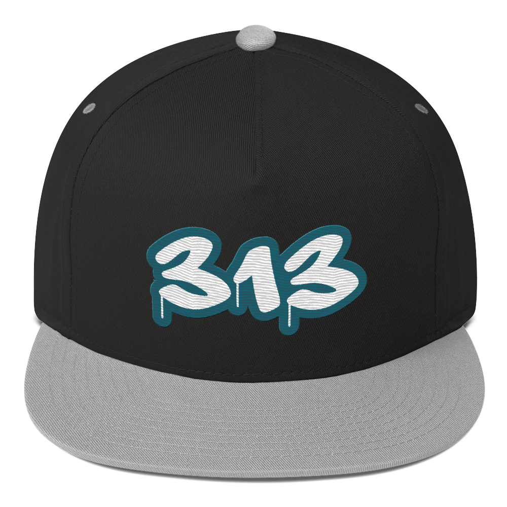 Detroit '313' Flat BIll Snapback (Auburn Hills Teal Tag Font)