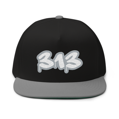 Detroit '313' Flat BIll Snapback (Silver Tag Font)