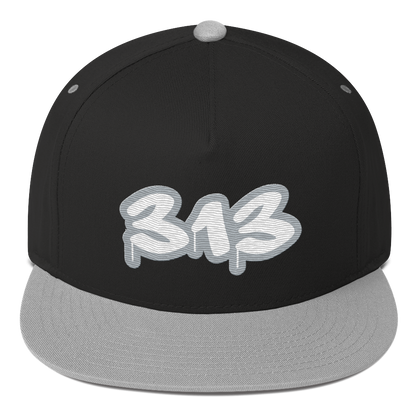 Detroit '313' Flat BIll Snapback (Silver Tag Font)