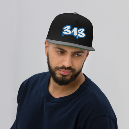 Detroit '313' Flat BIll Snapback (Azure Tag Font)