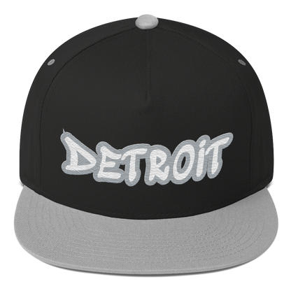 'Detroit' Flat Bill Snapback (Silver Tag Font)