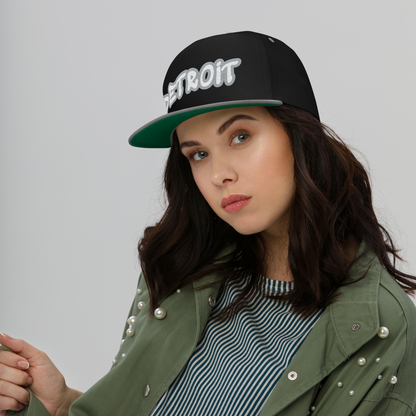 'Detroit' Flat Bill Snapback (Silver Tag Font)