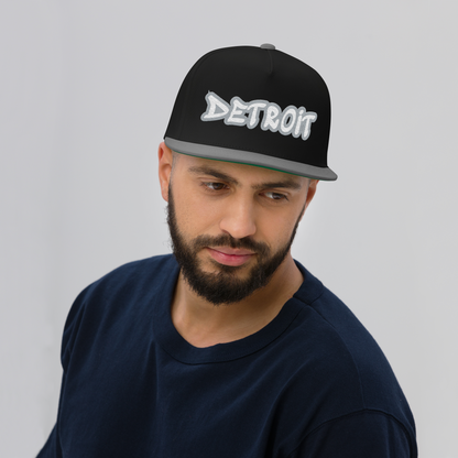 'Detroit' Flat Bill Snapback (Silver Tag Font)