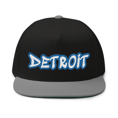 'Detroit' Flat Bill Snapback (Azure Tag Font)